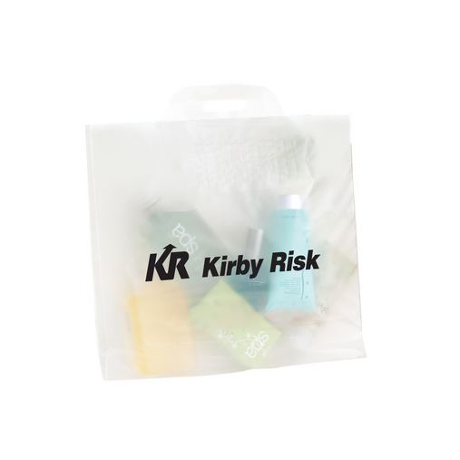 Custom Printed Clear Frosted Soft Bridge Handle Plastic Bag (18"x18"x6") - Flexo Ink - FB18186-FI